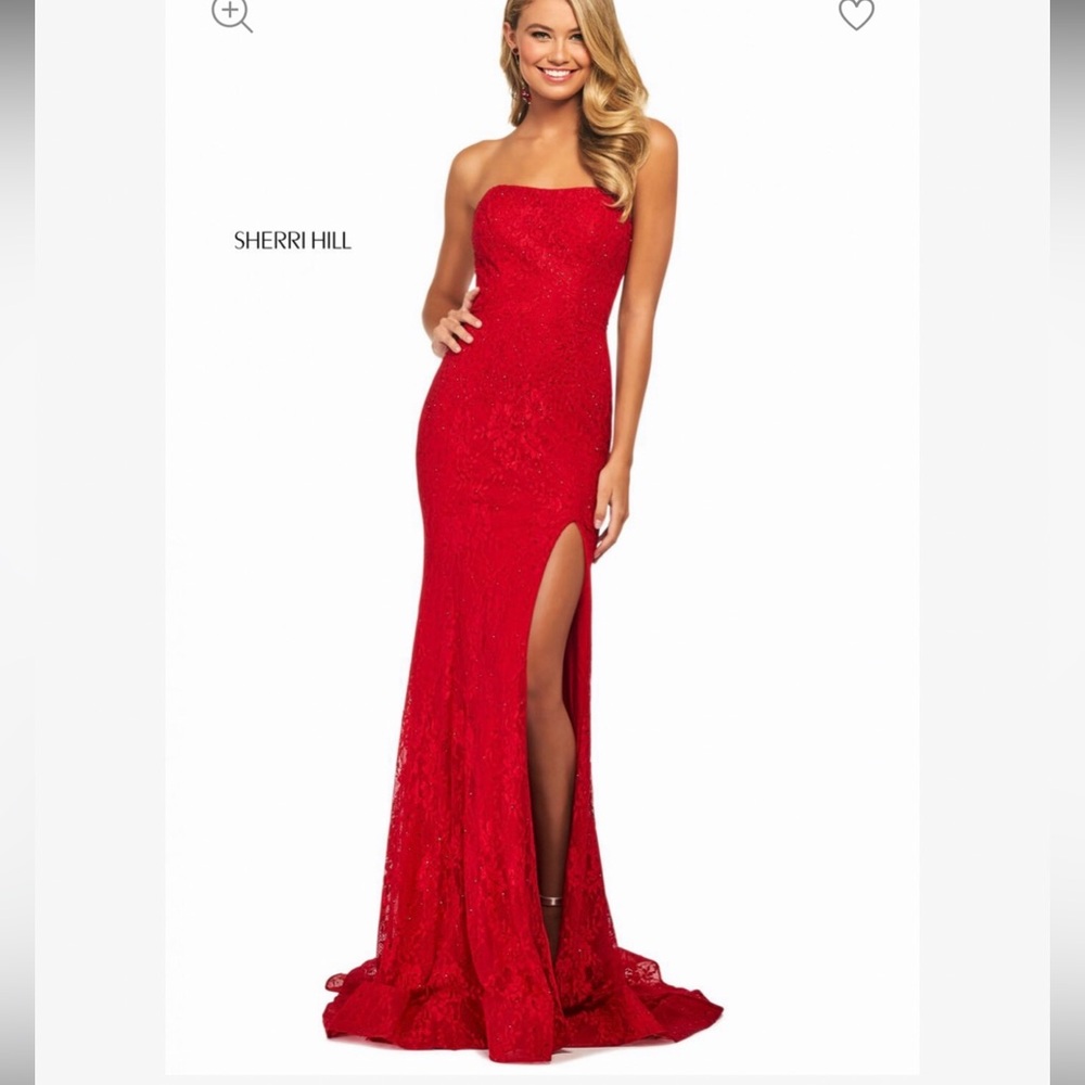 Sherri Hill Strapless Red Evening Dress